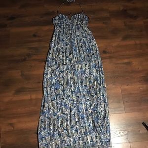 Forever 21 Long Maxi Dress Blue with Pattern